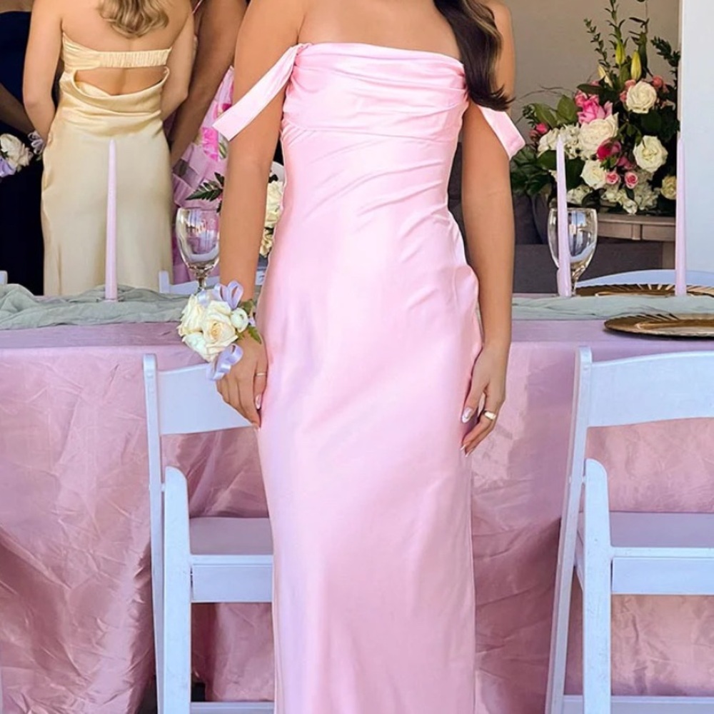 Elvira Pink off the shoulder maxi dress